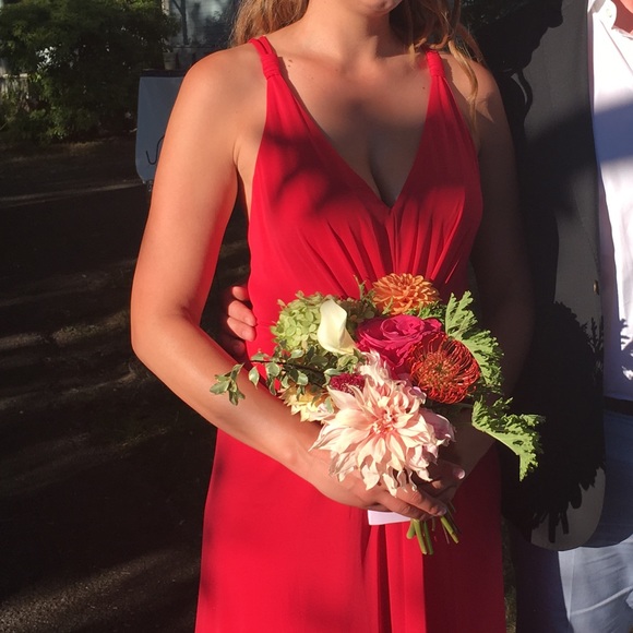 BCBG Red Stretch Gown Formal Dress - Picture 2 of 7